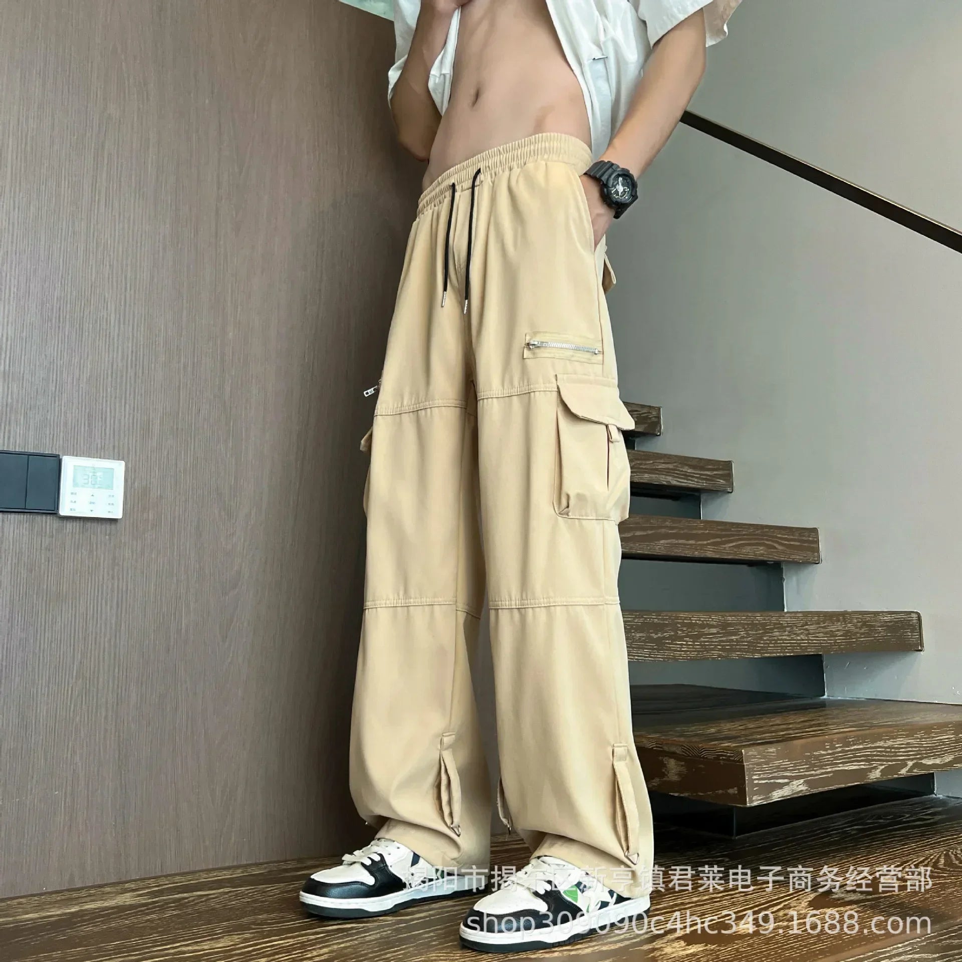 Light Luxury Oversized Cargo Pants for Men