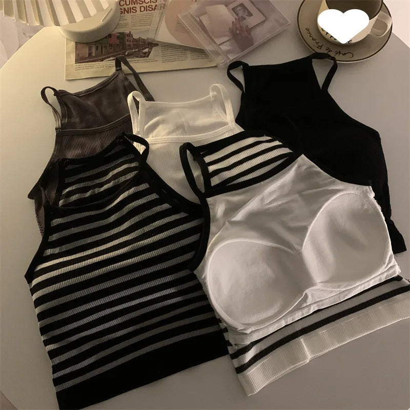 Korean Version Women Tank Tops with Chest Pad