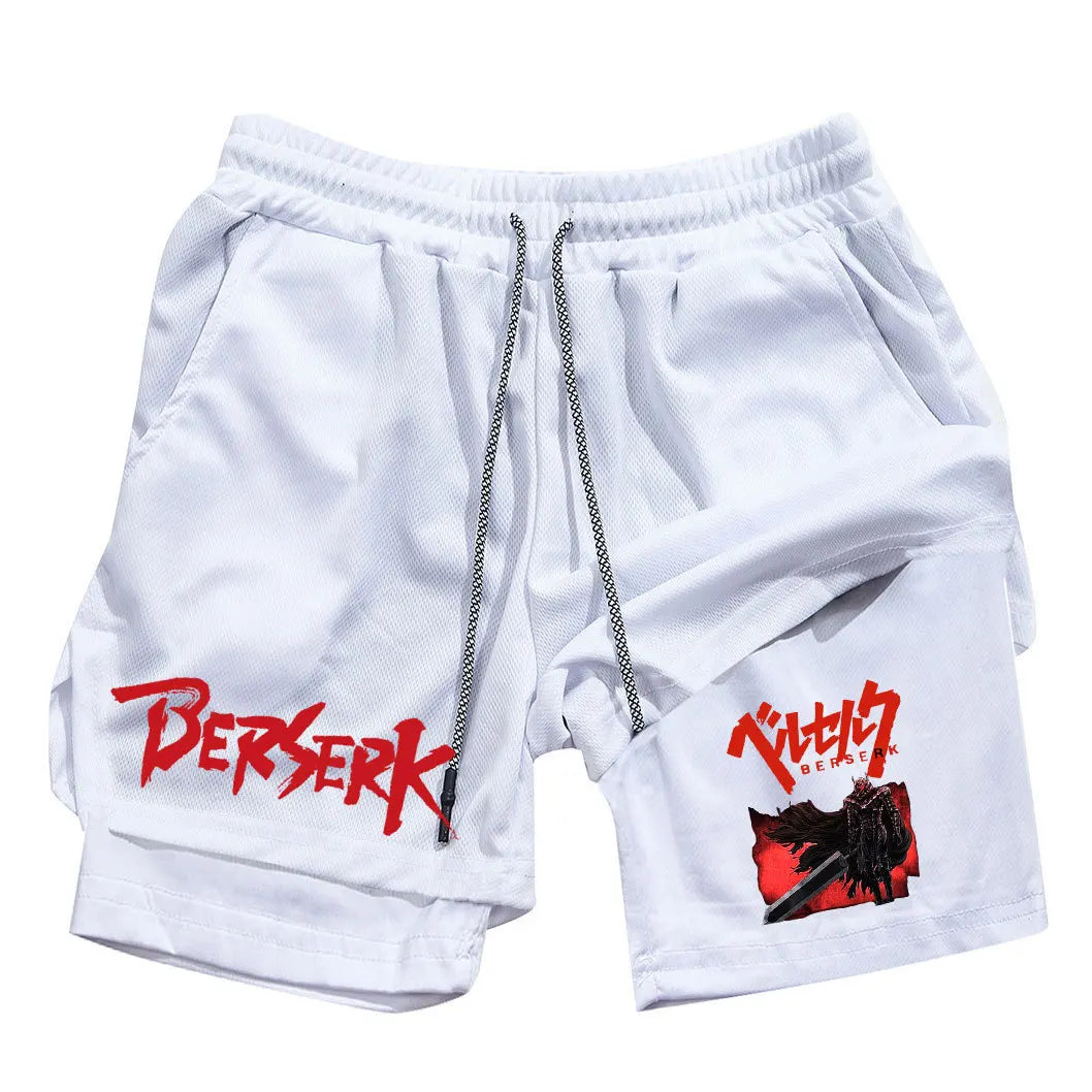 Anime Berserk Print Men’s 2-in-1 Running Shorts