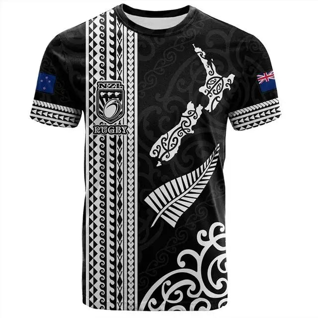 New Zealand Men’s 3D Printed Rugby T-Shirt | Quick-Dry Sports Tee