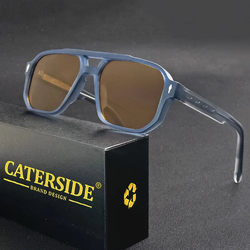 CATERSIDE Vintage Punk Double Bridges Pilot Sunglasses