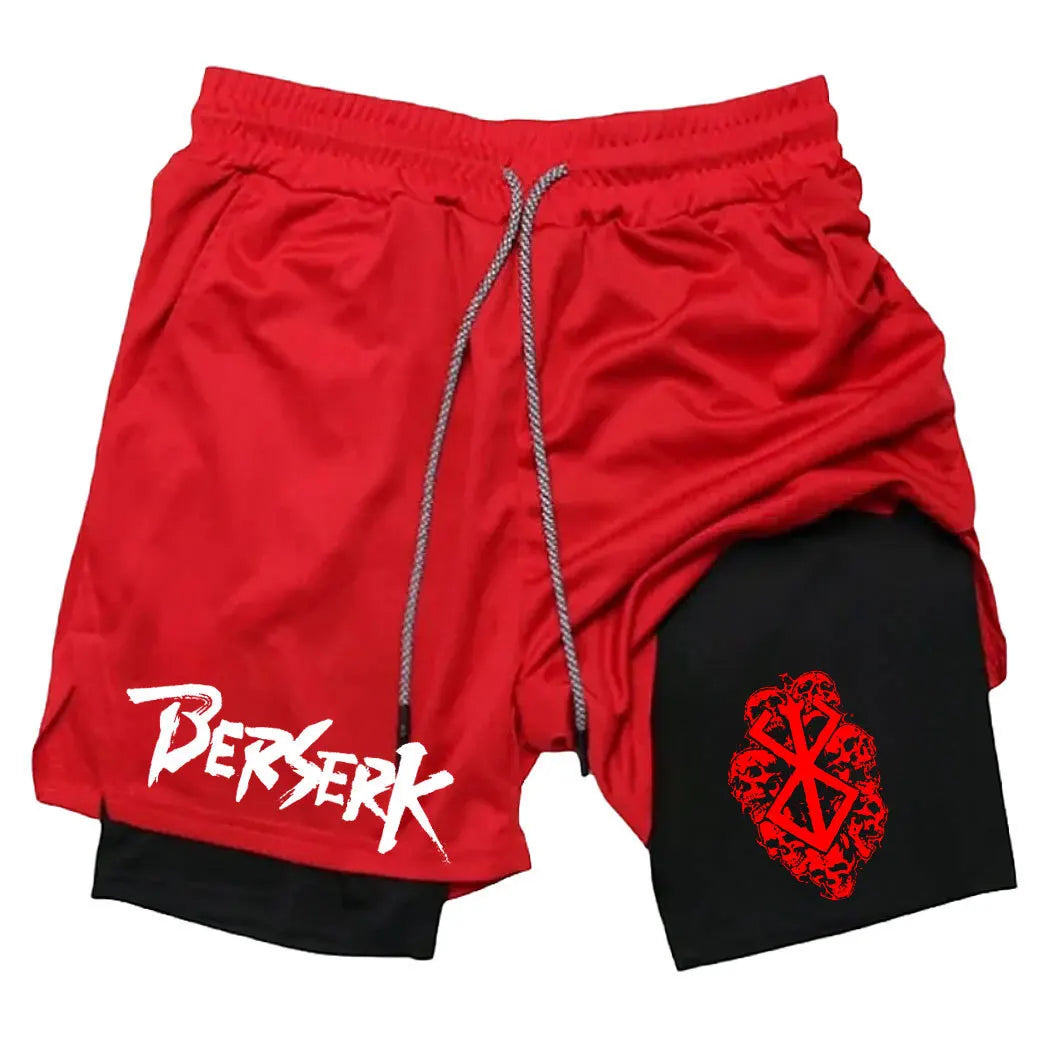 Anime Berserk Print Men’s 2-in-1 Running Shorts