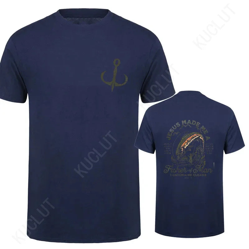 Christian Shirts for Men Christian T Shirts Fisher of Men TShirts Gift for Men Jesus Bible Verse Shirt Dad Birthday Gift Tops