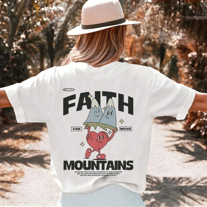 Retro Cartoon Bible Verse Funny T-Shirts Women Cute Christian Inspirational Tee Shirt Jesus Faith Streetwear Tops Unisex Clothes