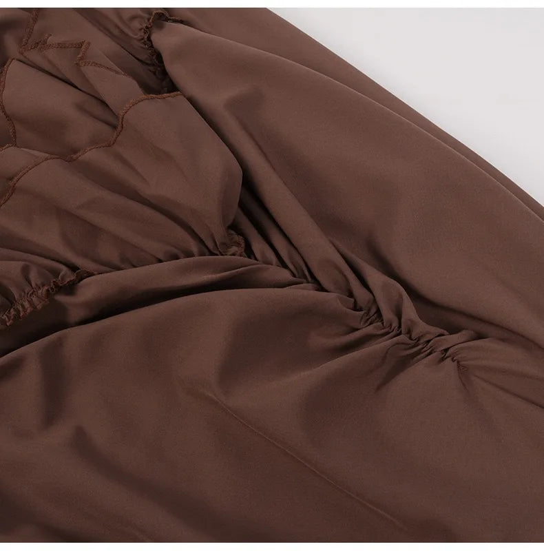 Brown Ruffled High-Waisted Victorian Skirt | Steampunk Gothic Vintage Party Wear