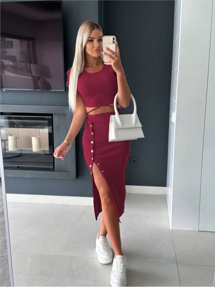 Y2K-Inspired Summer Two-Piece Set