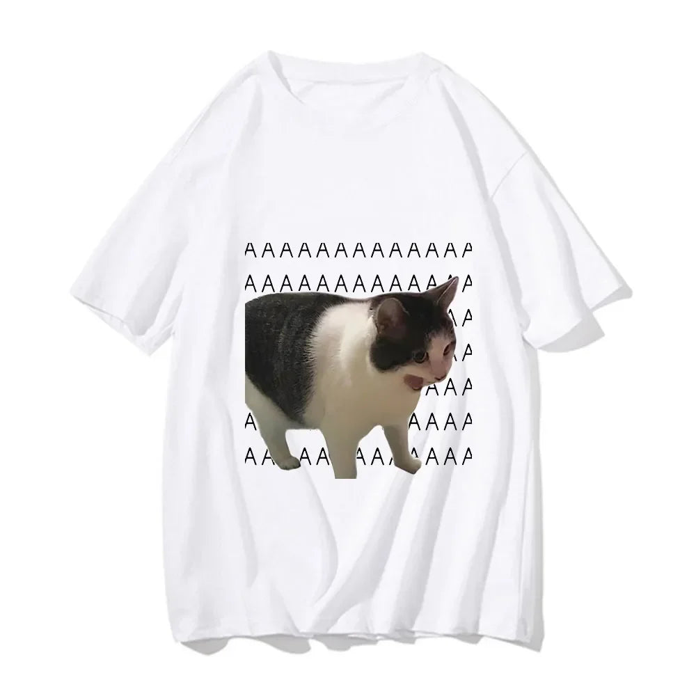 Funny Sad Crying Cat Meme T-Shirt | Casual Harajuku Summer Tee (Unisex)