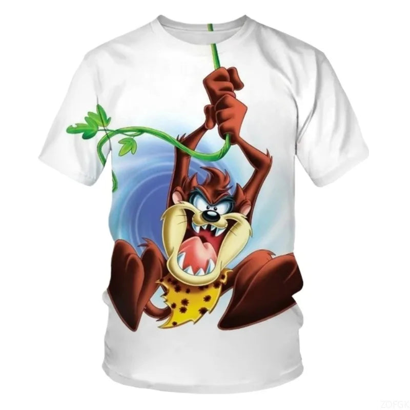 Summer New Trendy 3D Anime Monster Animal Dog Personalized Printed Comfortable Casual Round Neck Short Sleeved T-shirt