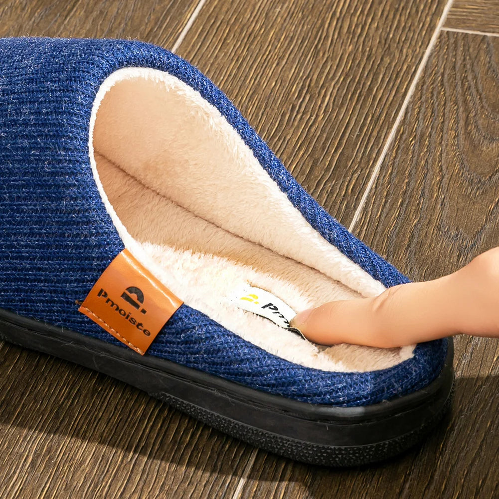 Men’s Memory Foam Cushion Slippers – Warm Indoor Platform Shoes