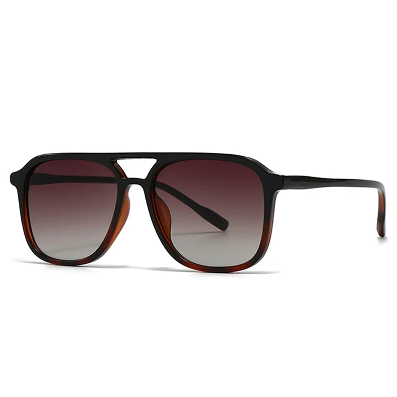 Retro Double Bridge Square Sunglasses – Fashion Gradient UV400 Shades