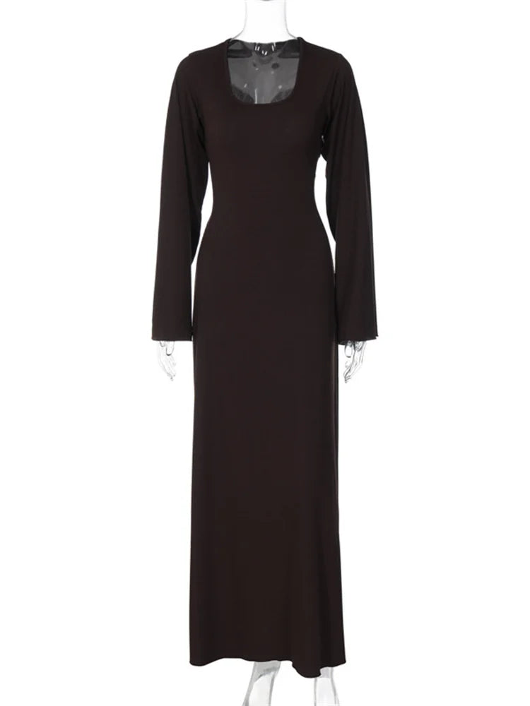 Fantoye Solid Lace-Up Flying Sleeve Loose Fit Dress