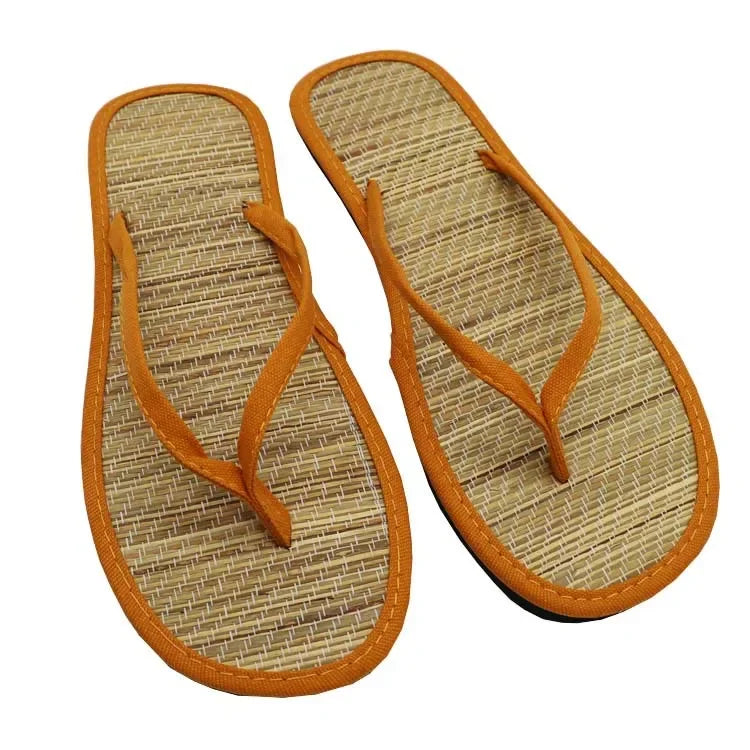 Women’s Flat Bamboo Rattan Flip-Flop Slippers