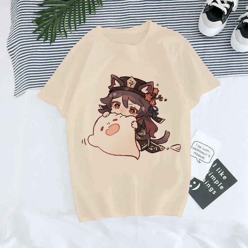 Genshin Impact Kawaii Graphic T-Shirt | Harajuku Anime Tee for Women
