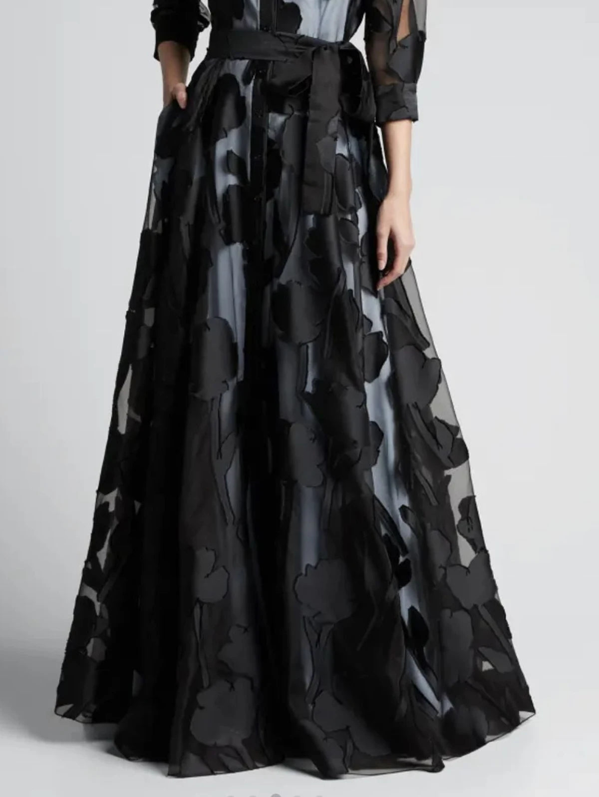Chic Jacquard Mesh Maxi Dress