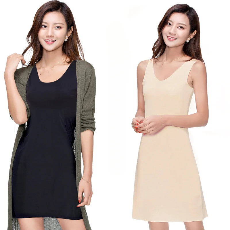 Seamless V-Neck Full Slips Dress for Women