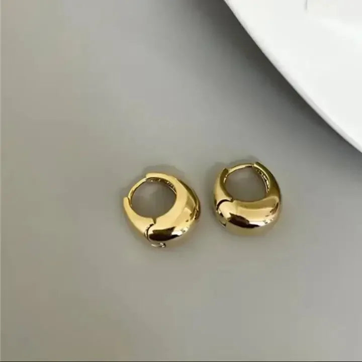 Minimalist Geometric Trendy Oval Design Gold Hoop Earrings for Women