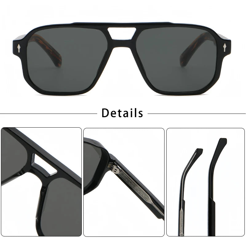 CATERSIDE Vintage Punk Double Bridges Pilot Sunglasses