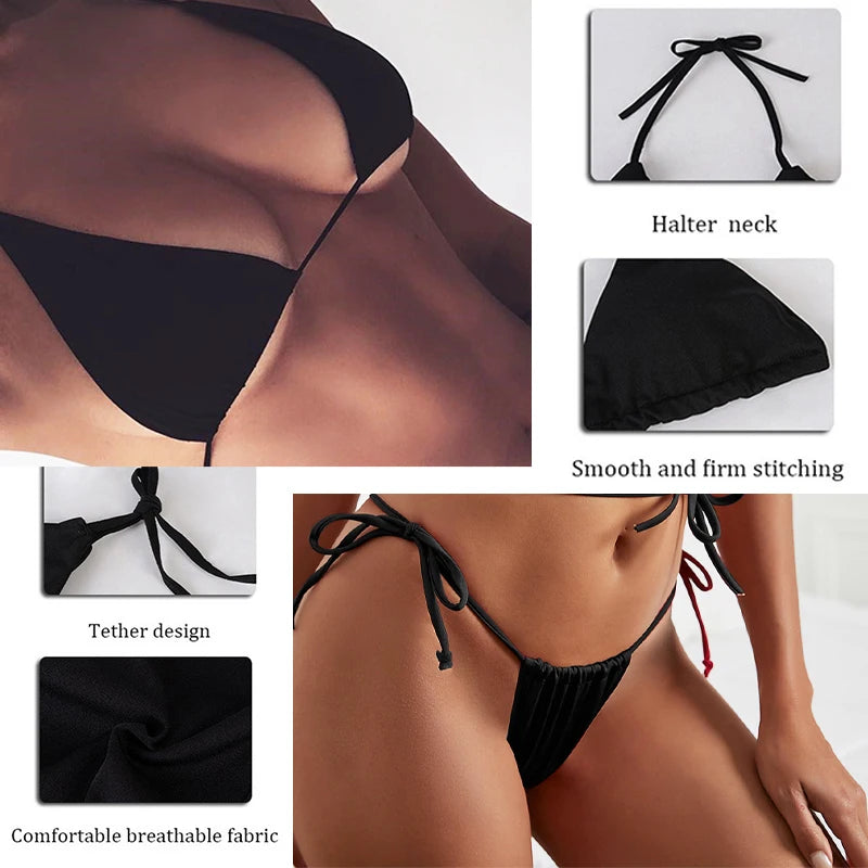 Fashion Ladies 3D Peacock Feather Print Deep V Lace-Up Bikini Set