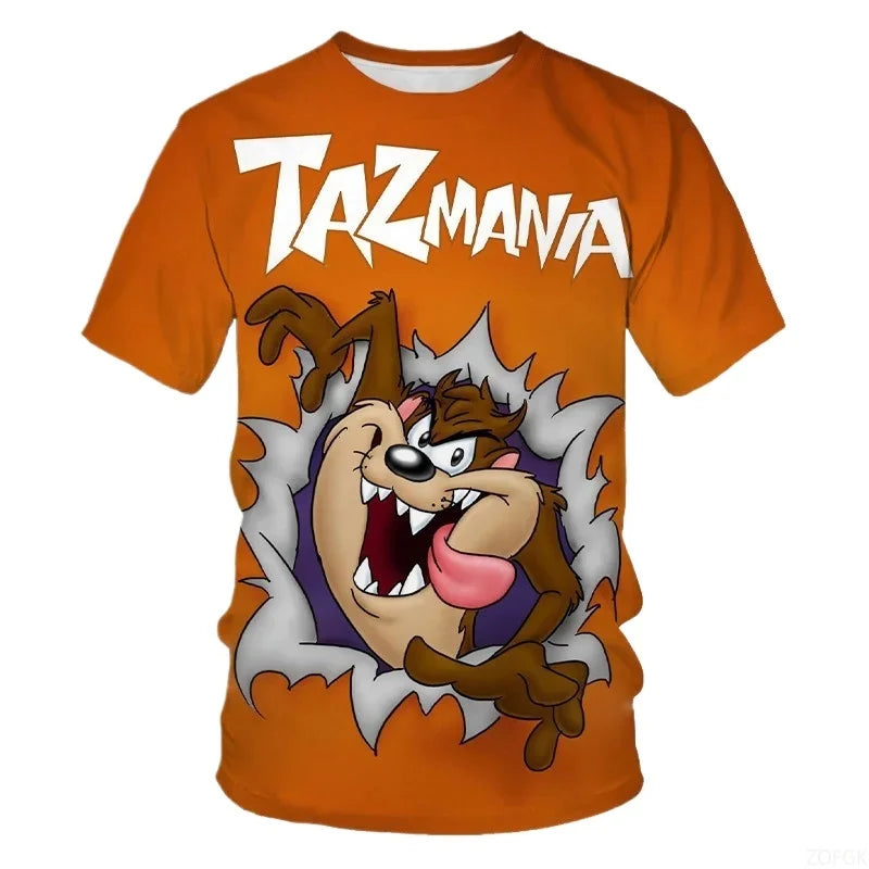 Summer New Trendy 3D Anime Monster Animal Dog Personalized Printed Comfortable Casual Round Neck Short Sleeved T-shirt