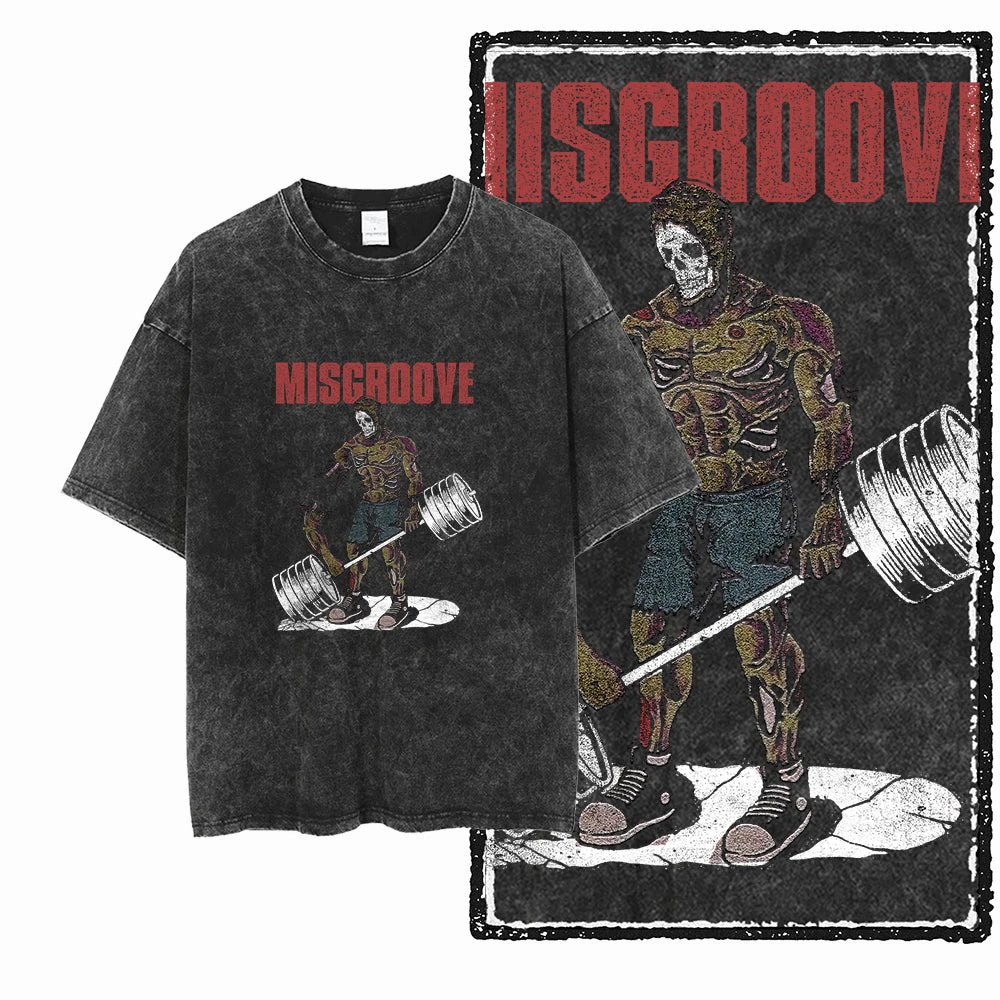 Bodybuilding Acid-Washed Graphic T-Shirt | Vintage Streetwear Unisex Tee