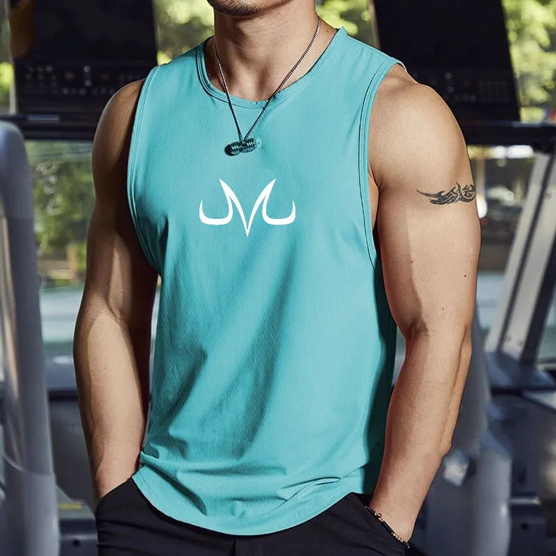 Men’s Sleeveless Fitness Shirt – Fast Drying Anime M Design