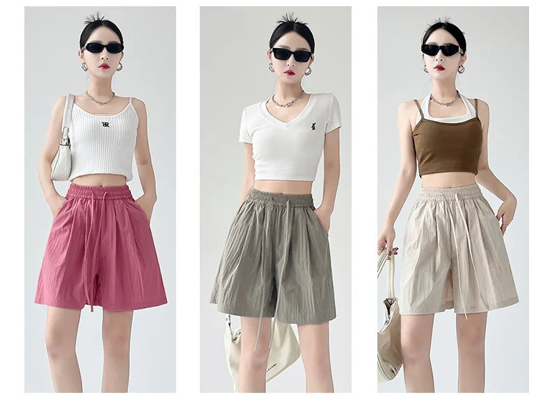 Women’s Summer Casual High-Waist Shorts | Soft Loose Beach Shorts with Pockets