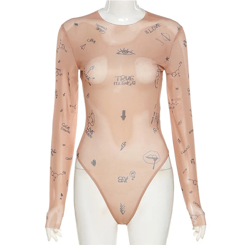 Sexy Slim Fit Long-Sleeve One-Piece Bodysuit for Women