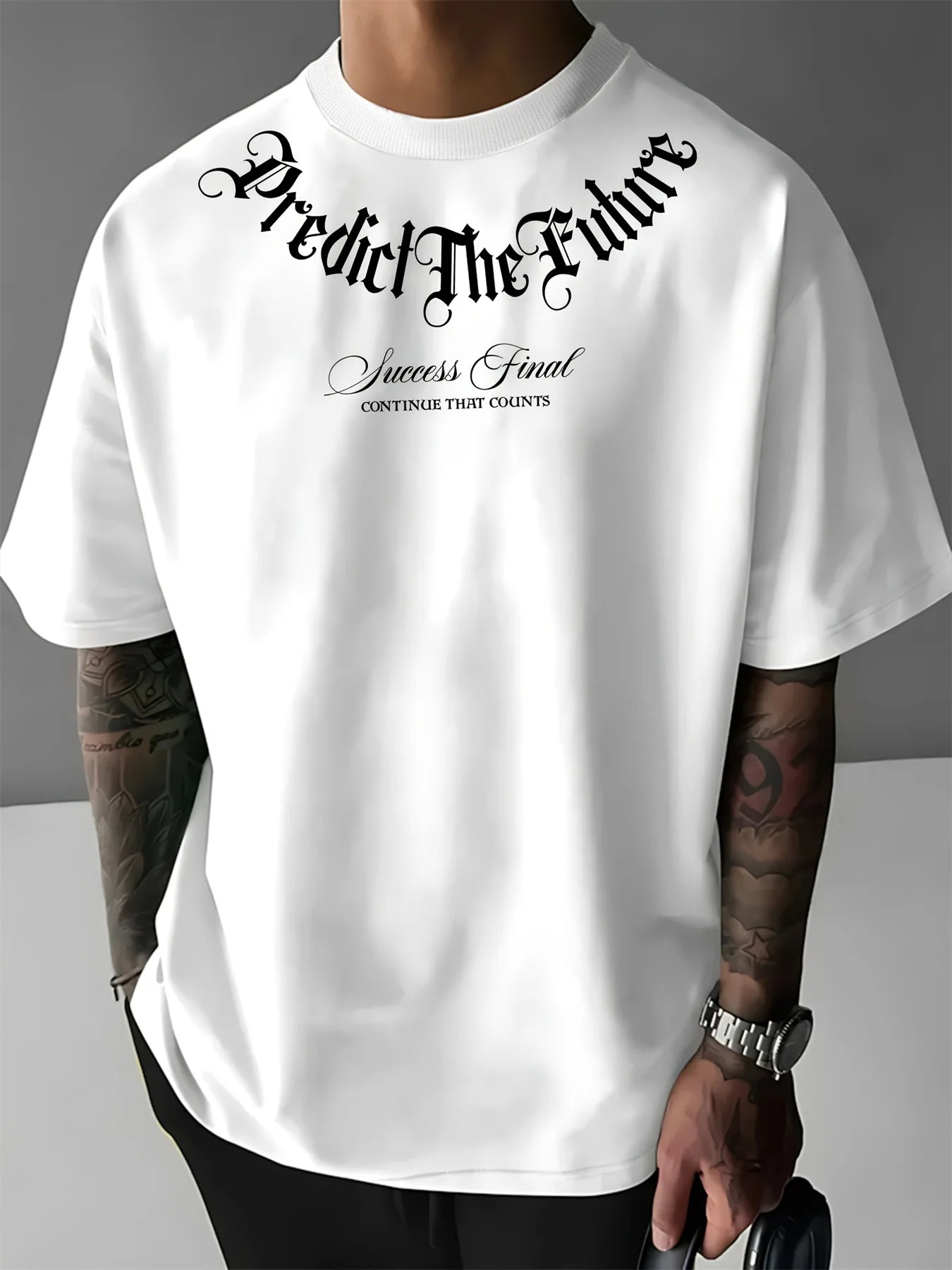 Men’s Cotton Letter Print Casual T-Shirt