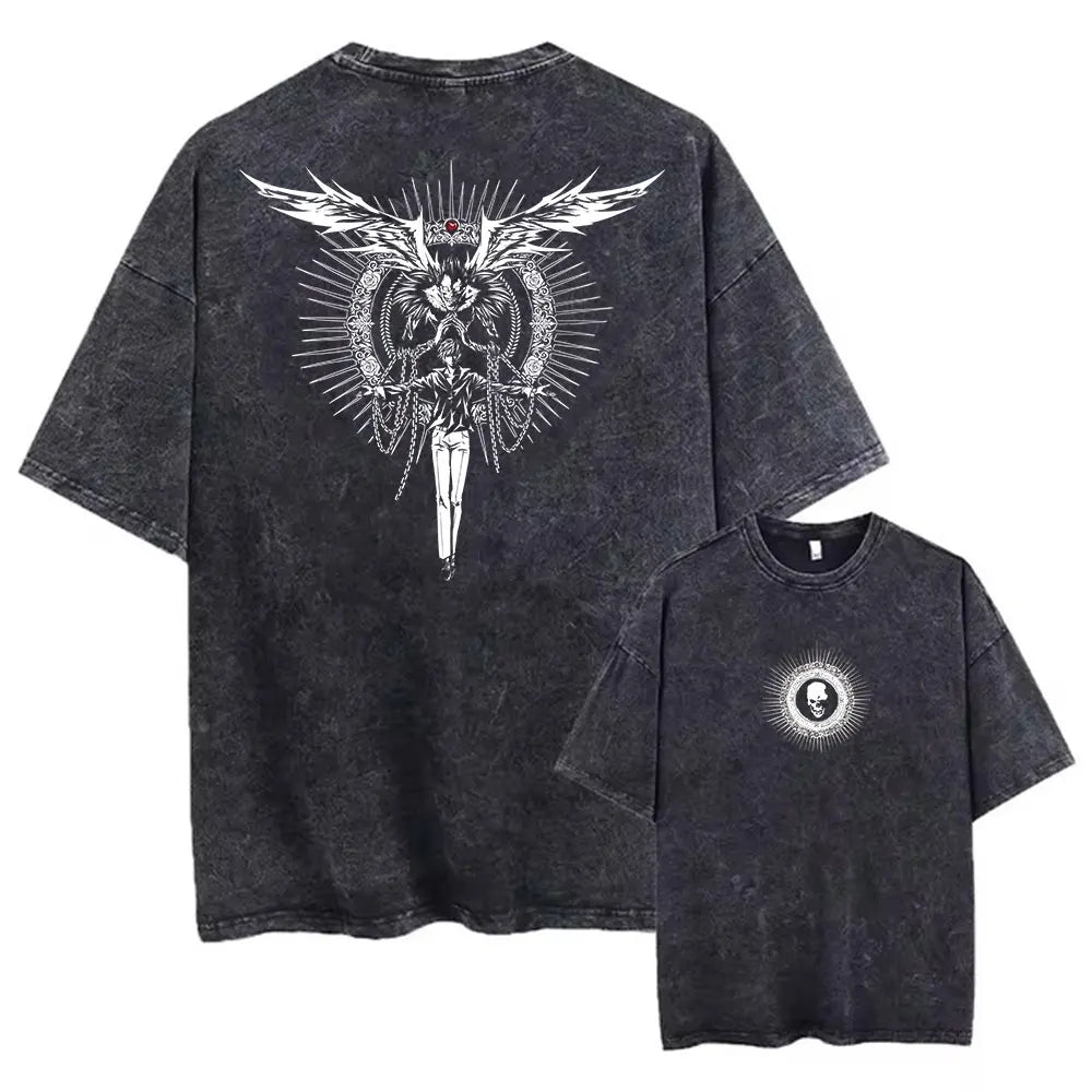 Harajuku Vintage Washed Death Note Graphic T-Shirt | Oversized Streetwear Unisex Tee