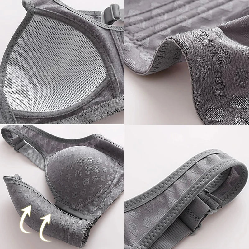 FallSweet Plus Size Front Closure Seamless Push-Up Bralette | Plaid Print, Wireless Comfort Bras