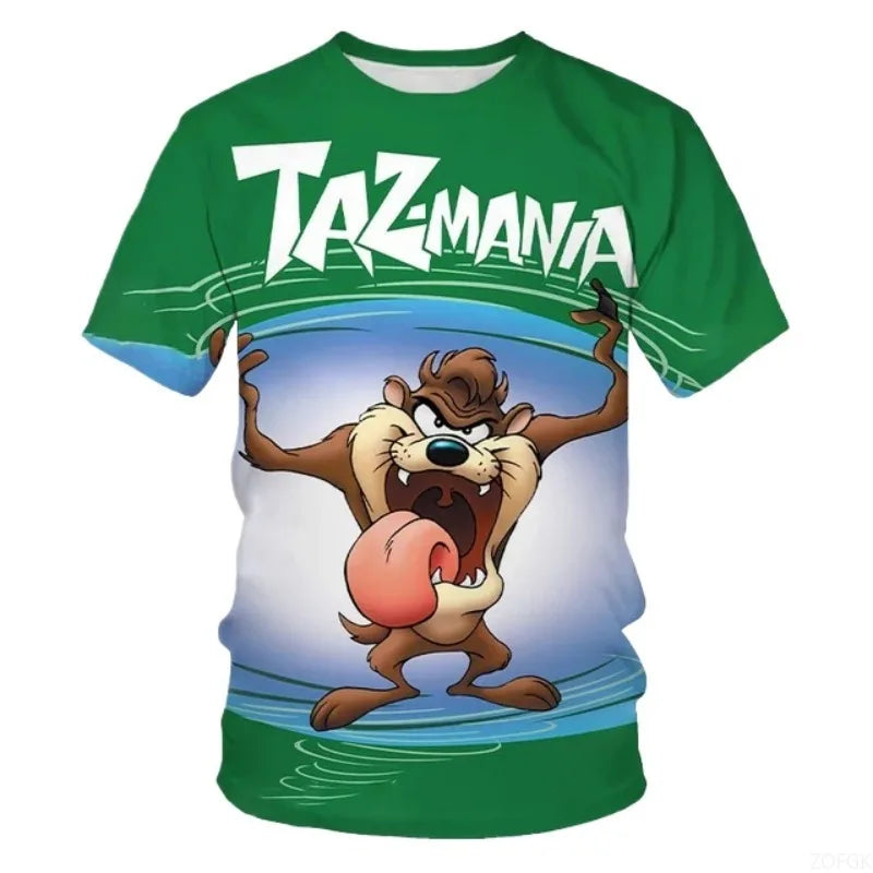 Summer New Trendy 3D Anime Monster Animal Dog Personalized Printed Comfortable Casual Round Neck Short Sleeved T-shirt
