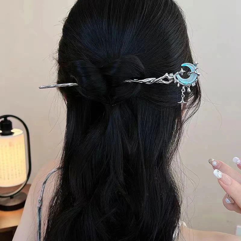 Romantic Moonstone Star & Moon Hair Stick