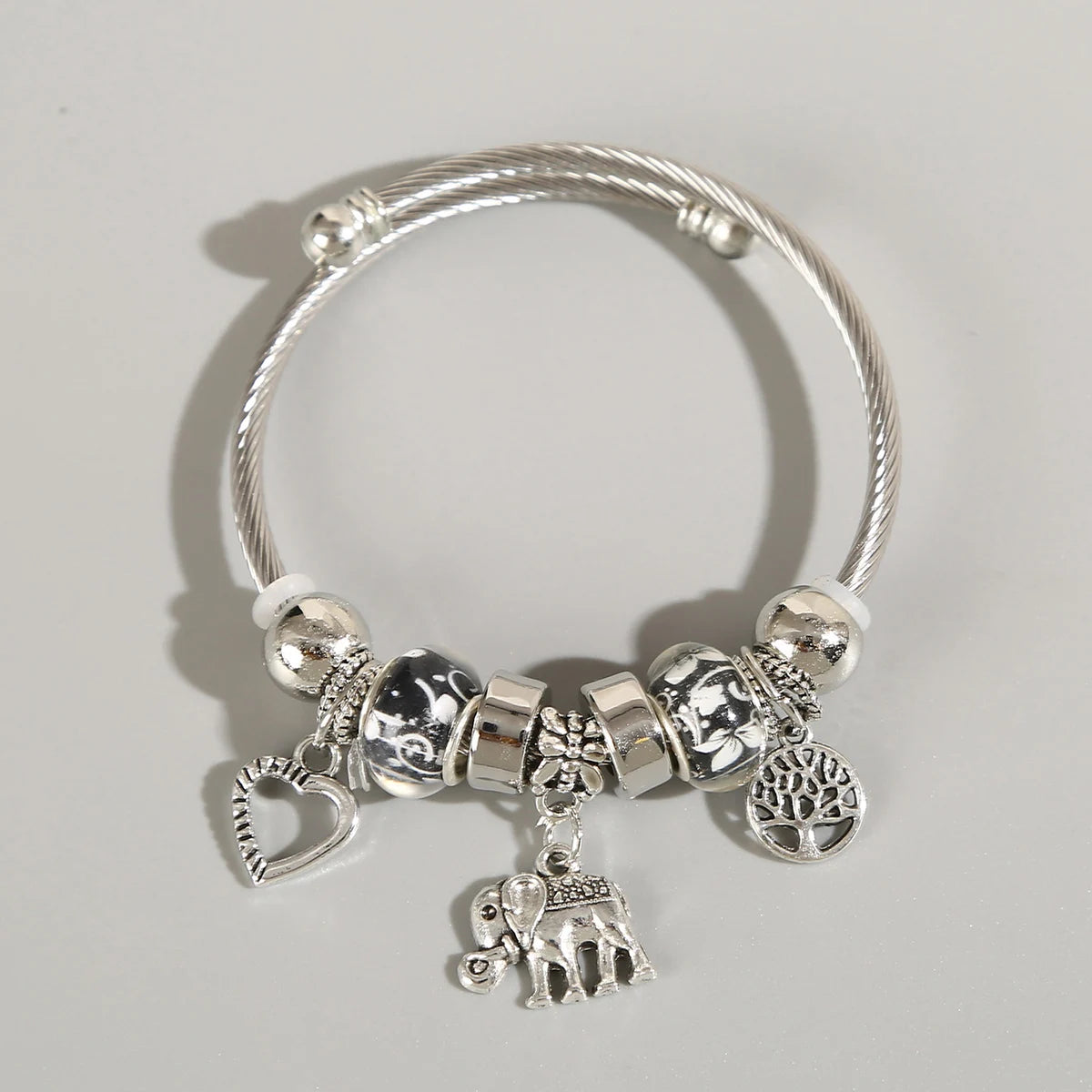 Elephant & Life Tree Charm Bracelet