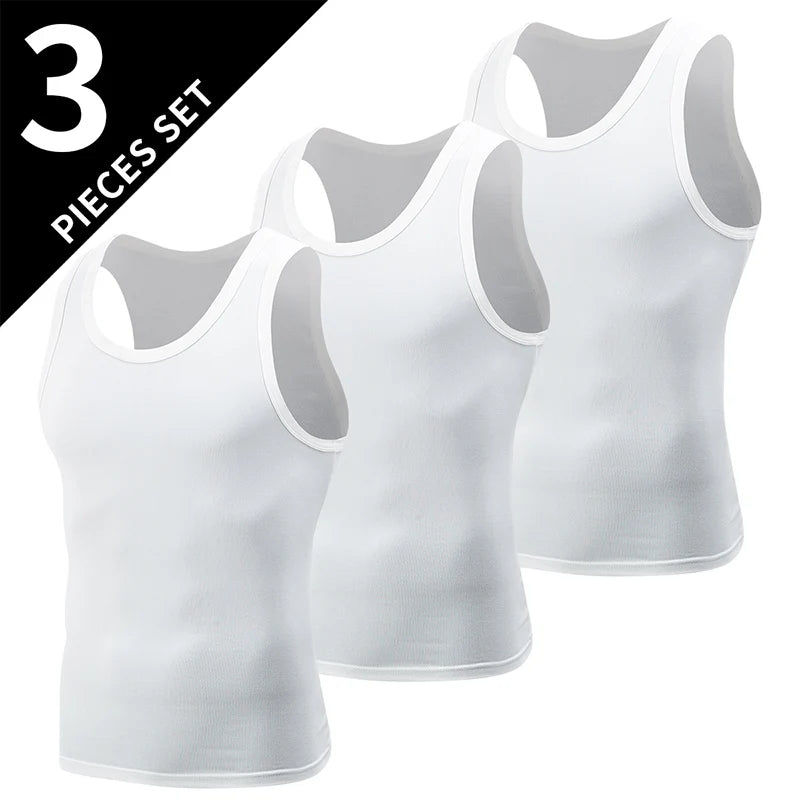 Men’s Classic Black & White Tank Top – Casual Sports Vest