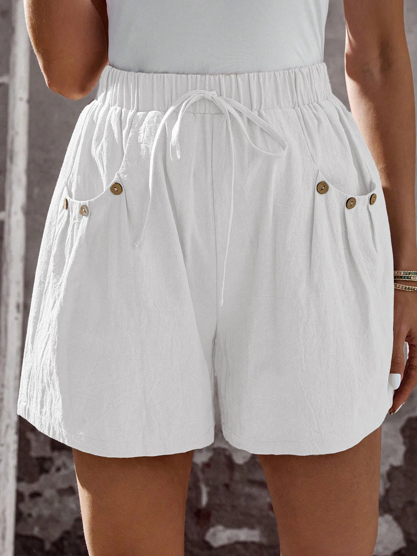 European & American Style Summer Casual Shorts | Elastic Waistband with Drawstring & Pockets