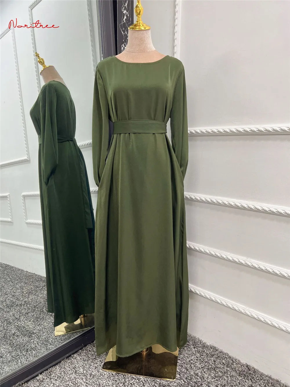 Fashion Satin Silky Djellaba Muslim Dress