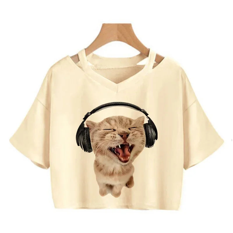 Y2K Graphic Cropped T-Shirt for Women | Harajuku Gothic Korean Style Tee