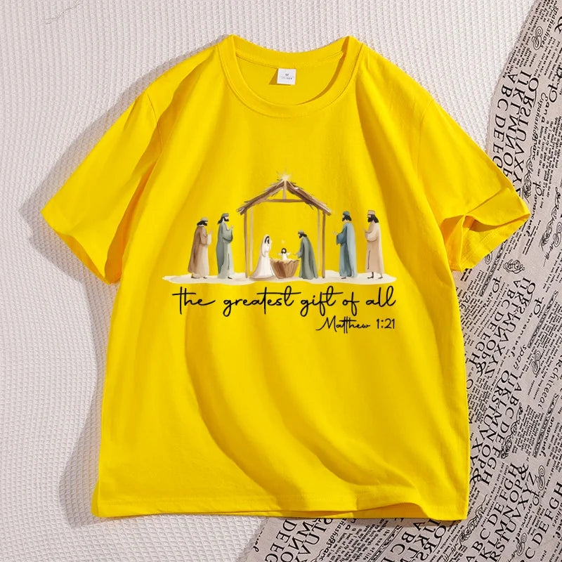 The Greatest Gift of All Nativity Christmas T-Shirt | Religious Jesus Graphic Tee