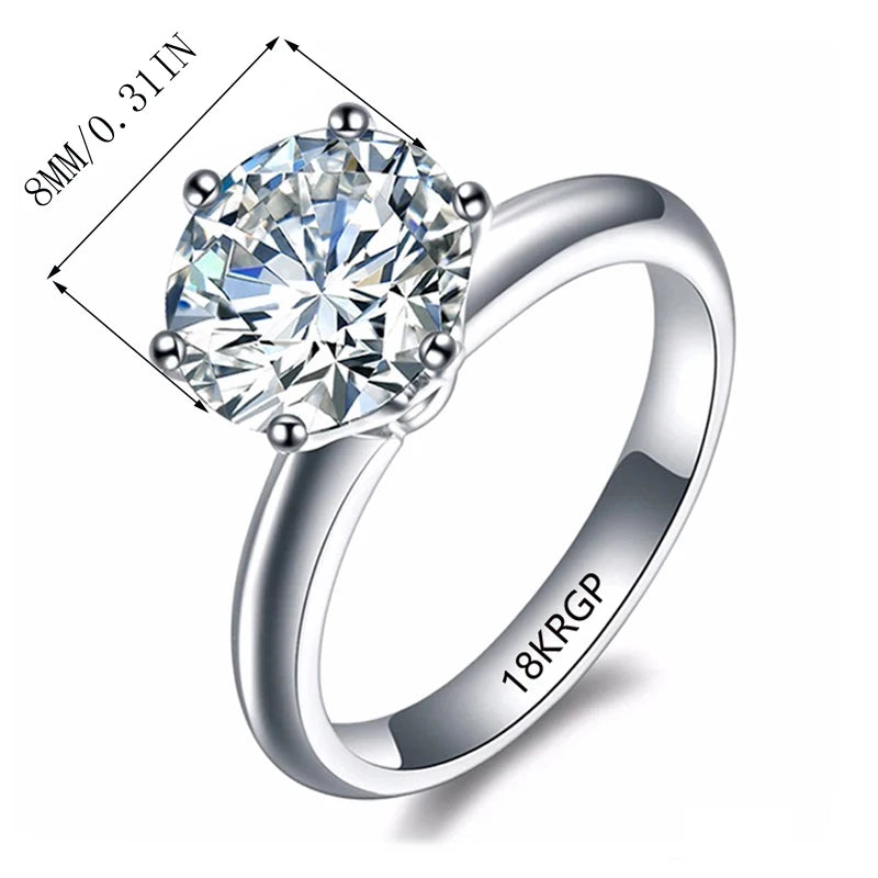 18K White Gold Color Solitaire Ring