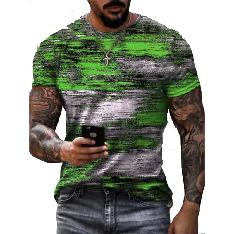 Men’s Graffiti 3D Print T-Shirt – Casual Loose Streetwear Short Sleeve