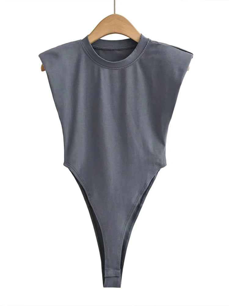 Sexy Bodycon Bodysuit – Padded Shoulder, Black & White