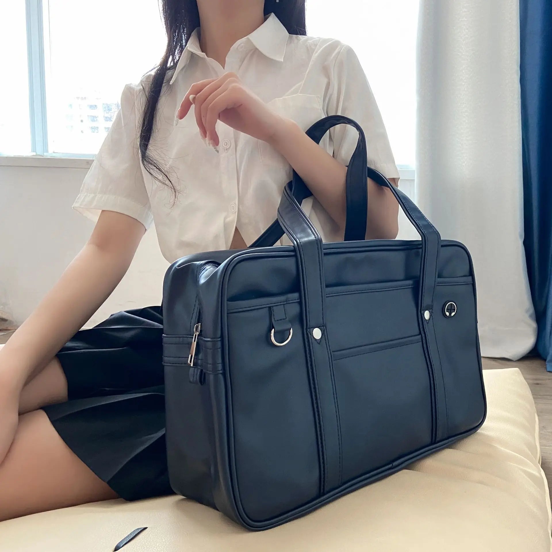Women’s PU Nylon Preppy Style School Shoulder Bag