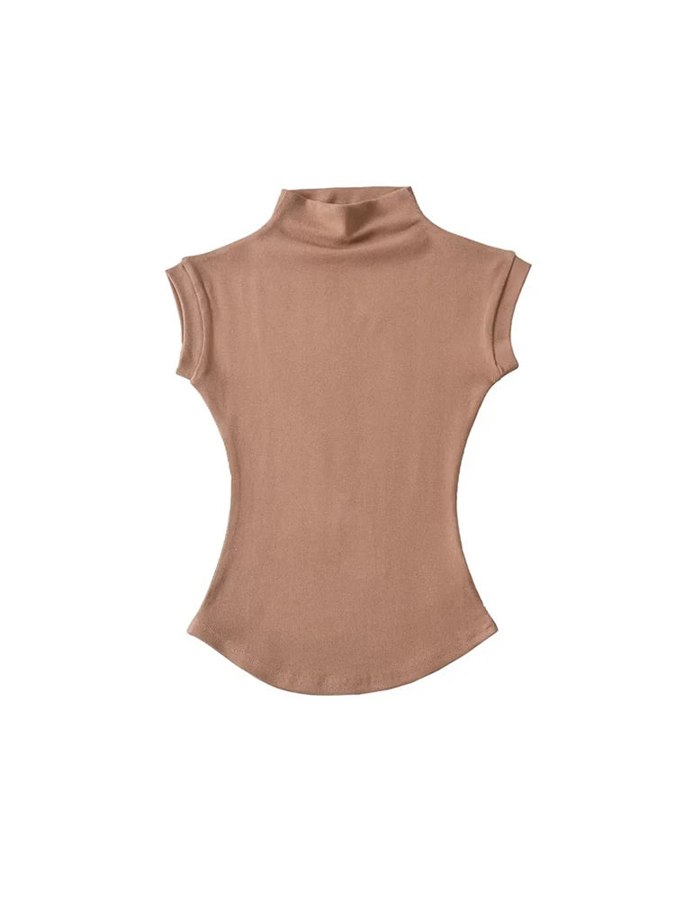 Women’s Summer Sexy Turtleneck Sleeveless T-Shirt