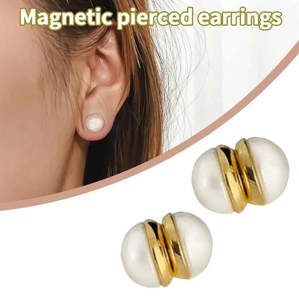 Luxury Magnetic Pearl Clip Earrings for Women