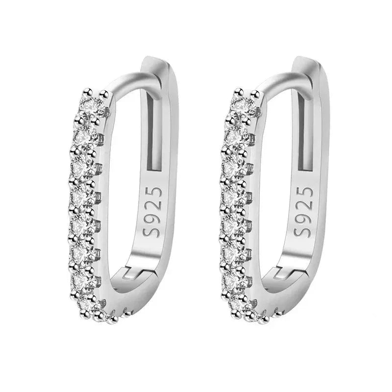 925 Sterling Silver Crystal Hoop Earrings