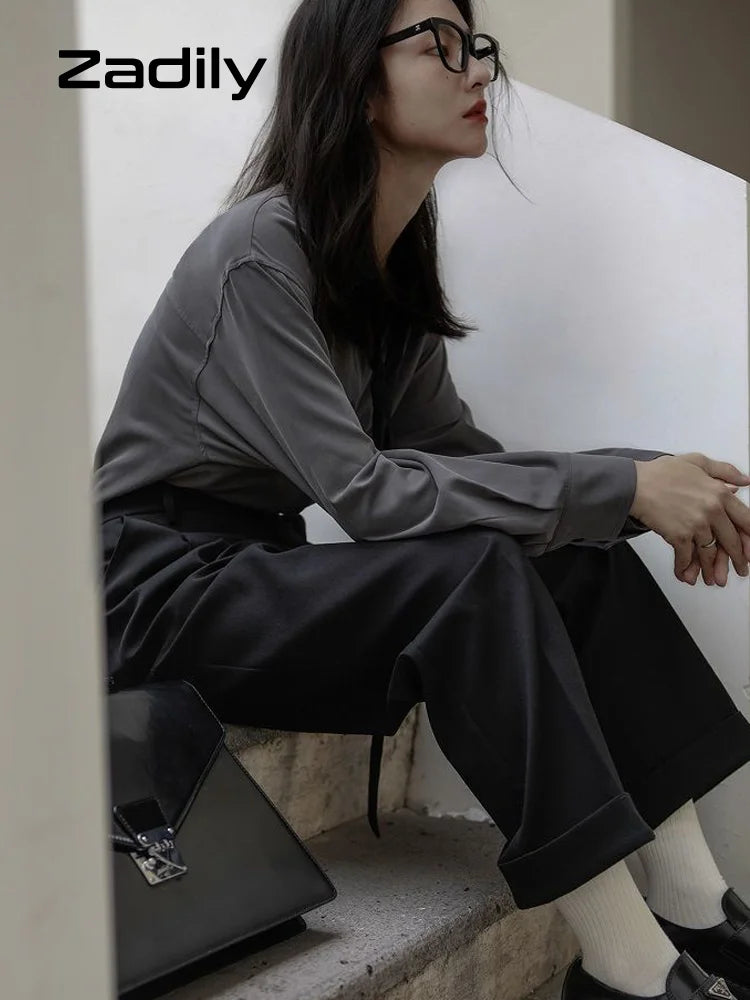 Autumn Minimalist Long Sleeve Button