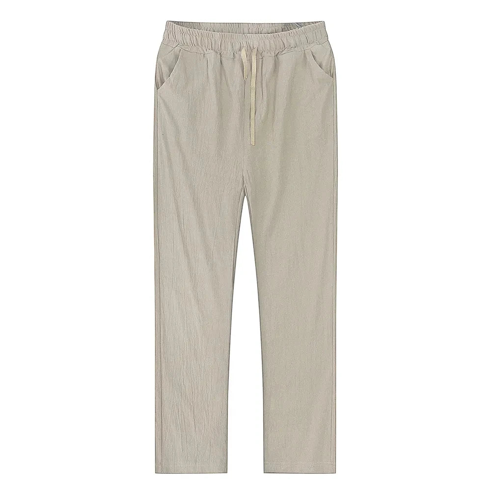 Breathable Solid Linen Trousers Fitness & Streetwear