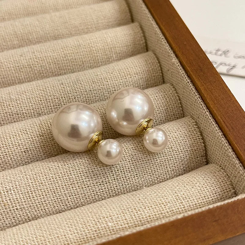 Elegant Simulated Big Pearl Stud Earrings for Women