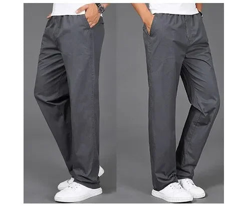 Men’s High Elastic Waist Straight-Leg Trousers