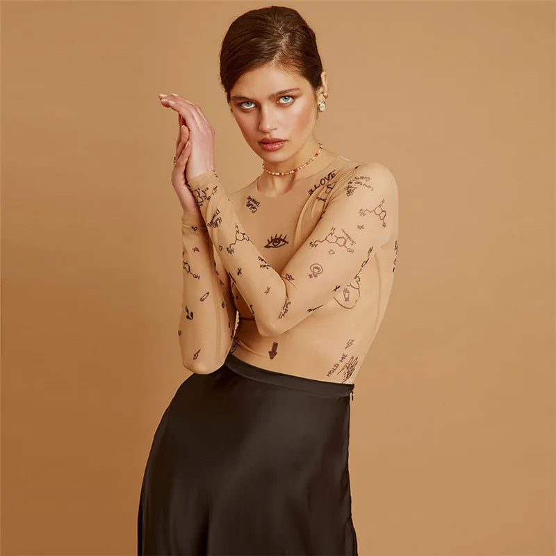 Sexy Slim Fit Long-Sleeve One-Piece Bodysuit for Women